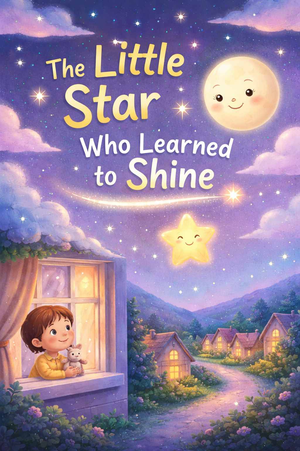 Bedtime story for kids about a little star shining softly in the night sky